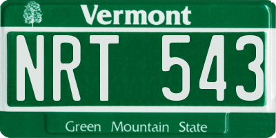 VT license plate NRT543