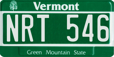 VT license plate NRT546