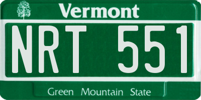 VT license plate NRT551