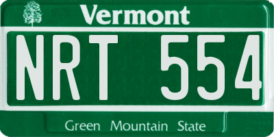VT license plate NRT554