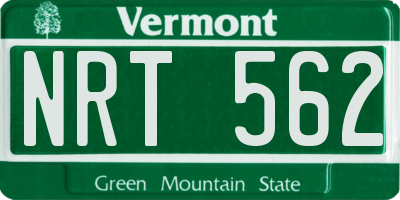 VT license plate NRT562