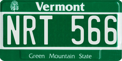 VT license plate NRT566