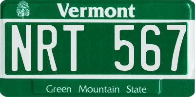 VT license plate NRT567