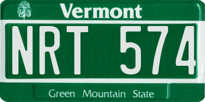 VT license plate NRT574