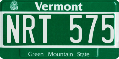 VT license plate NRT575