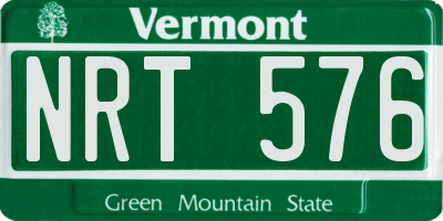 VT license plate NRT576