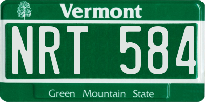 VT license plate NRT584