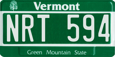 VT license plate NRT594