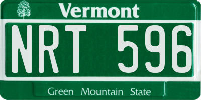 VT license plate NRT596