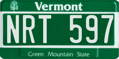 VT license plate NRT597