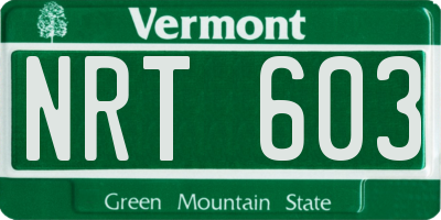 VT license plate NRT603