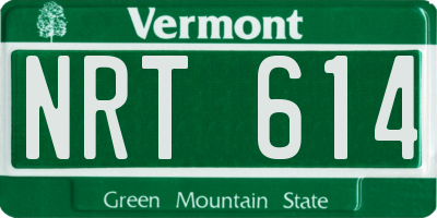VT license plate NRT614