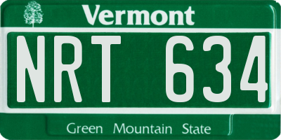 VT license plate NRT634