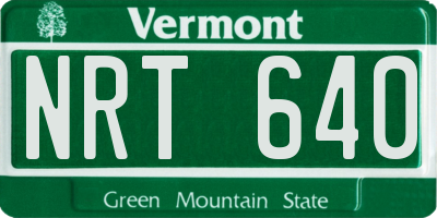 VT license plate NRT640
