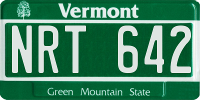 VT license plate NRT642