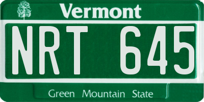 VT license plate NRT645