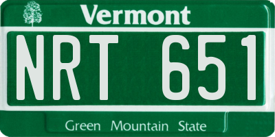 VT license plate NRT651