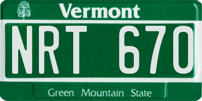 VT license plate NRT670