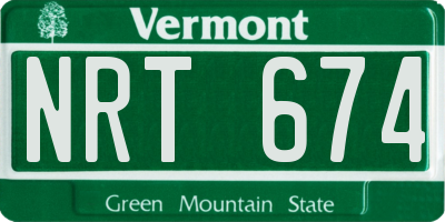 VT license plate NRT674