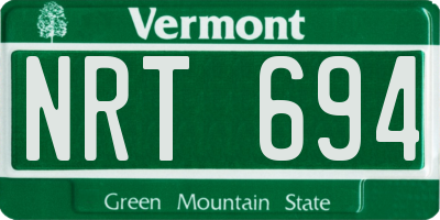 VT license plate NRT694