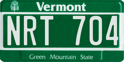 VT license plate NRT704