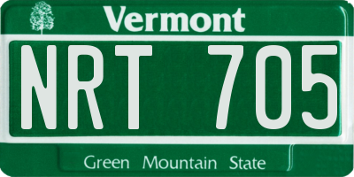 VT license plate NRT705