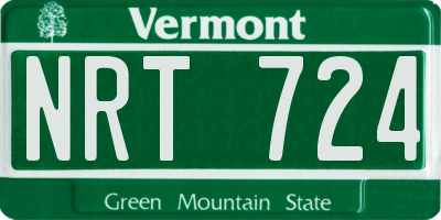 VT license plate NRT724