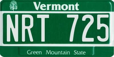 VT license plate NRT725
