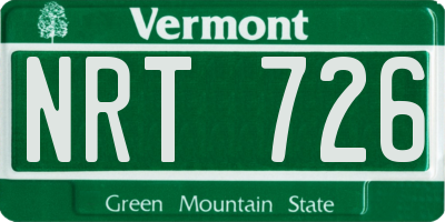 VT license plate NRT726