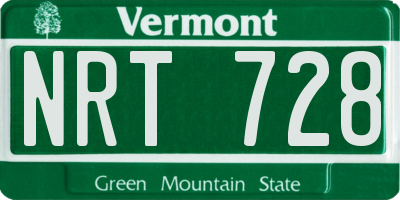 VT license plate NRT728