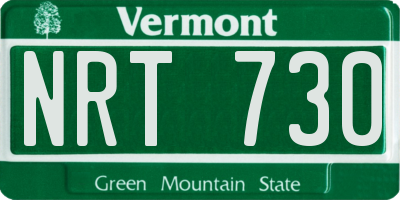 VT license plate NRT730