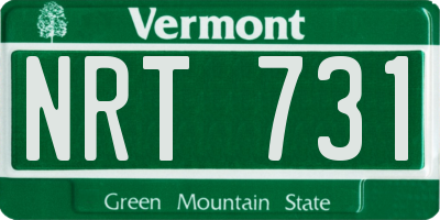 VT license plate NRT731