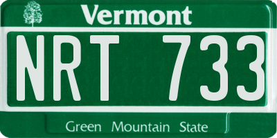VT license plate NRT733