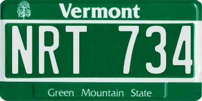 VT license plate NRT734
