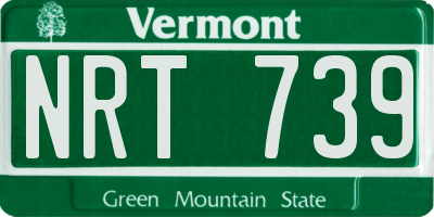 VT license plate NRT739