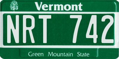 VT license plate NRT742