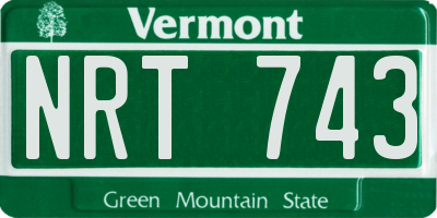 VT license plate NRT743