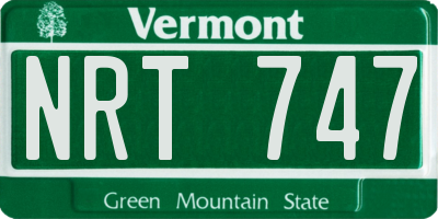 VT license plate NRT747
