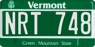 VT license plate NRT748