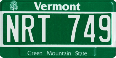 VT license plate NRT749