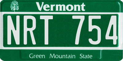 VT license plate NRT754