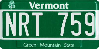 VT license plate NRT759