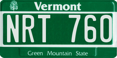 VT license plate NRT760