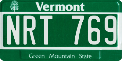 VT license plate NRT769