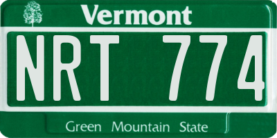 VT license plate NRT774
