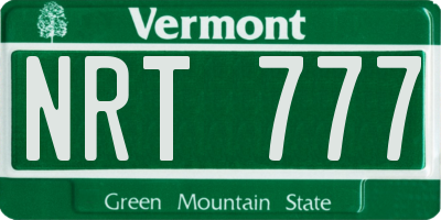 VT license plate NRT777