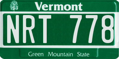 VT license plate NRT778