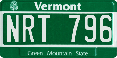 VT license plate NRT796