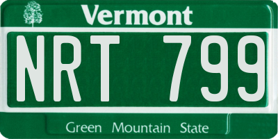 VT license plate NRT799