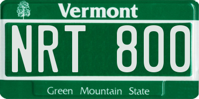 VT license plate NRT800
